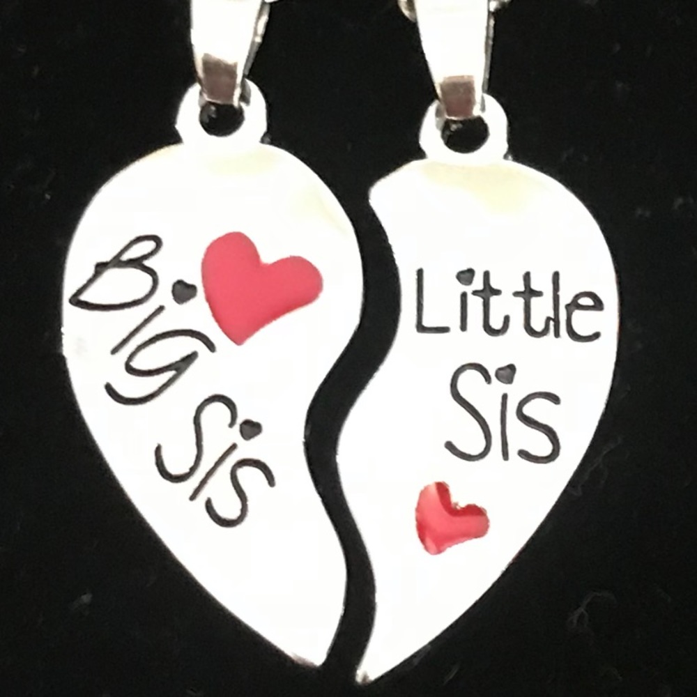 Big Sis Little Sis Heart Necklace Set for 2